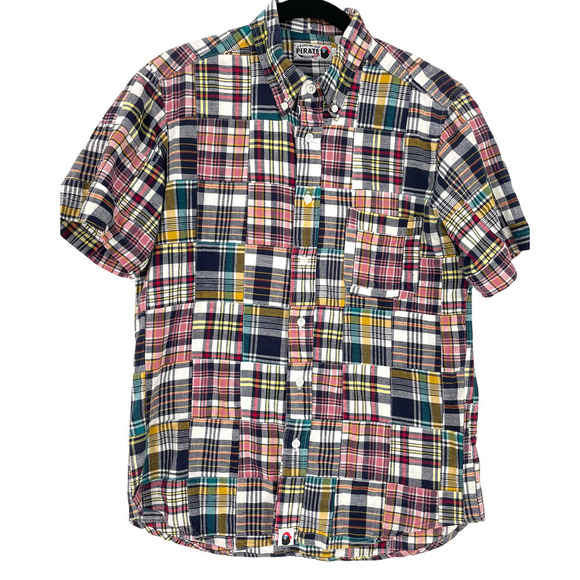 A BATHING APE PIRATE STORE PLAID BUTTON DOWN SHIRT - Picture 1 of 9